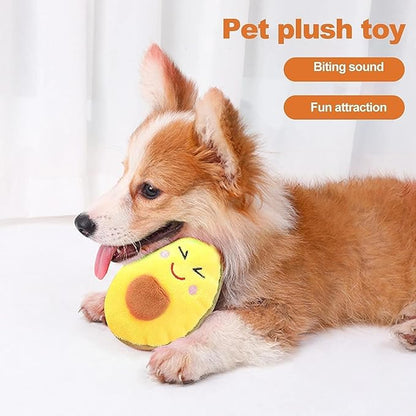 Yellow Dog Chew Toy, Avocado Squeaky Dog Toys,Tough and Chew Resistant, Creative Pet Toy,Soft Plush Avocado Shape Tooth Cleaning for Puppy, Small, Middle, Big Dogs Toys,Squeak Toys