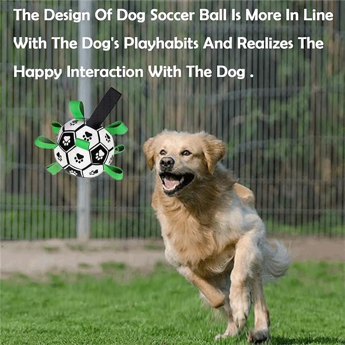 Dog Toys Soccer Ball with Straps, Interactive Toys for Tug of War, Puppy Birthday Gifts, Dog Tug Water Toy, Durable Dog Balls for Medium & Large Dogs（5 Inch