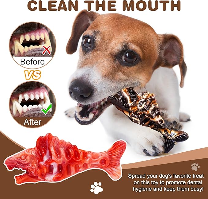 Tough Dog Toys for Aggressive Chewers 2 Pack, Indestructible Dog Toys to Keep Them Busy, Beef Flavor Nylon Dog Chew Toys for Large Dogs