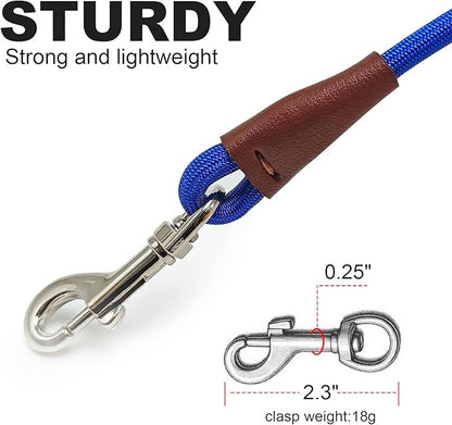 Small Dog Leash, 1/4" by 6/8/10 FT Lightweight Strong Nylon Rope Leash, Bright Classic Leasd for Small Pets/Puppy/Cat (8ft, Dark Blue)