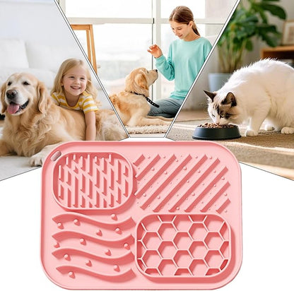 Silicone Licking Mat, Non-Slip Puzzle Feeder Tray, Medium Size Pet Enrichment Treat Feeding, Food Puzzle Suction Base Detail, Dog Cat Feeding Category Accessory, Interactive Lick Pad