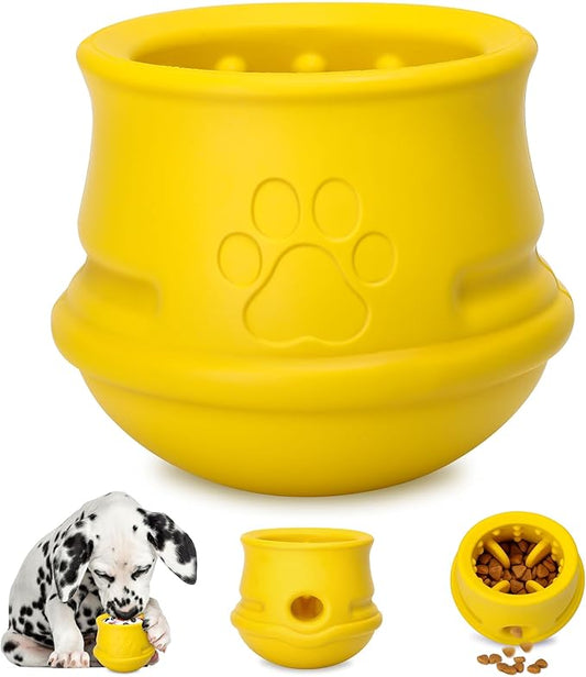 Dog Enrichment Toys, Interactive Puzzle Toys for Dogs - Nature Rubber & Durable Dog Toys, Dog Toys to Keep Them Busy, Slow Feeder - Frozen Dog Treat Toy, Dishwasher Safe, Lemon, M
