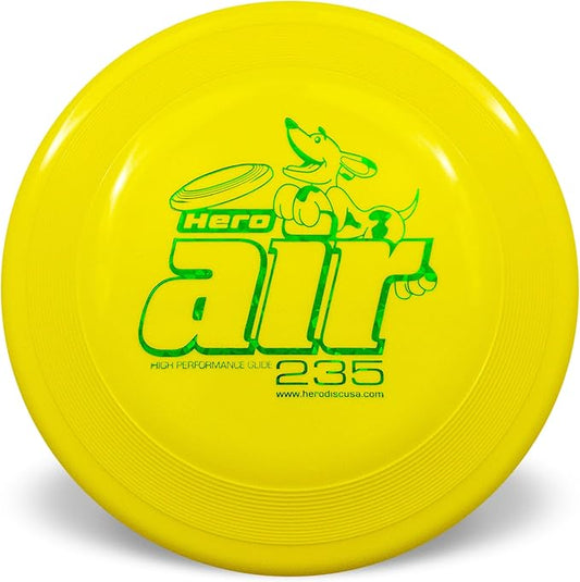 Hero Disc USA Hero Air 235 Dog Frisbee, Outdoor Dog Toy and Pet Frisbee, Lightweight Dog Flying Disc (Yellow)