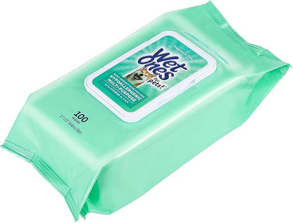 Wet Ones for Pets Hypoallergenic Multipurpose Dog Wipes with Vitamins A, C & E - No Fragrance Pet Wipes for Dogs with Wet Lock Seal, 100 Count