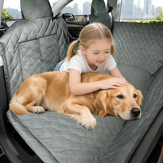 BEERTE Dog Car Seat Cover Fit for Toyota Corolla 2020-2026 Oxford Waterproof Scratchproof Dog Car Seat Cover for Back Seat Pet Seat Cover for Dogs Car Hammock with Mesh Window (Black Green)