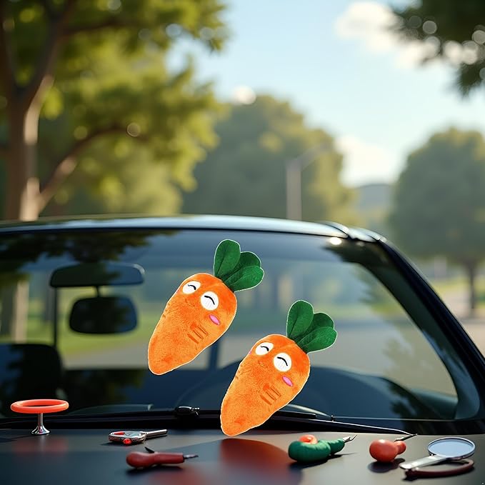 2Pcs Orange Soft Puppy Pet Supplies Cute Carrot Plush Chew Squeaker Sound Squeaky Toys for Dog Cat Birthday Xmas Pet Squeak Toy Gifts