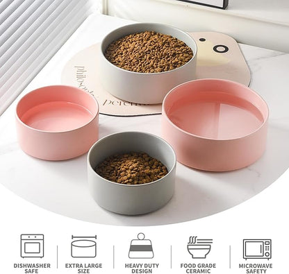 8'' Ceramic Dog Bowl - 70Oz Classic Dogs Food & Water Bowl for Medium and Large Breeds, Heavy-Duty Non-Slip Dog Dish, Food Grade Stoneware Pet Bowl, Dishwasher & Microwave Safe, Pink