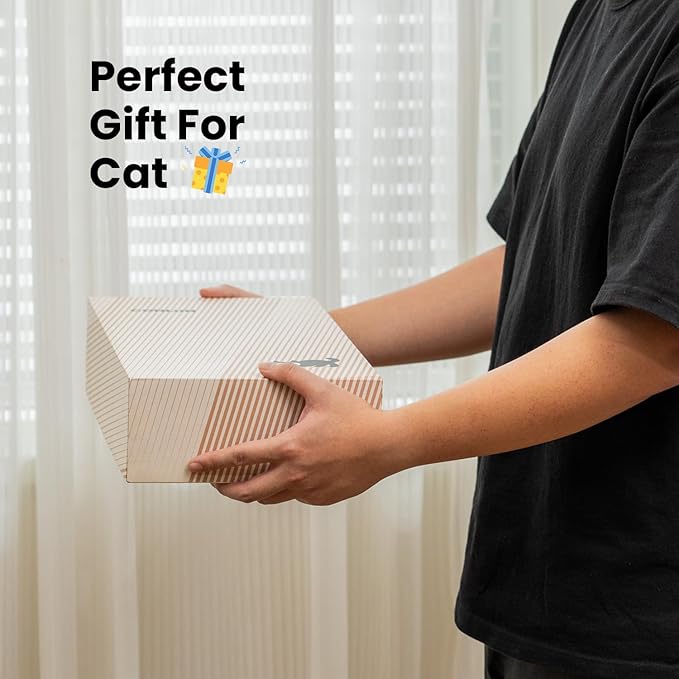 Cat Scratcher Box with 4 Scratching Pads&2 Separate Cardboard Boxes,2-in-1 Cardboard Cat Scratch for Multiple Kitten Interactive Play,Birthdays Holiday Toys Gift,Gradient-Ball Toy