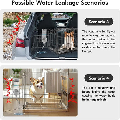 VANNON Top Fill Dog Water Dispenser for Cage, 23oz Auto Feeding Crate Water Bottle for Dogs, Cats & Rabbits, Pet Nozzle Diameter: 12mm, BPA Free, Grey