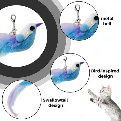 Interactive Cat Toys with Realistic Blue Bird – Natural Feathers, Engaging Toy for Active Cats & Kittens, Perfect for Indoor Play, Strengthens Bonding with Owners, Safe & Durable Feather Cat Toy