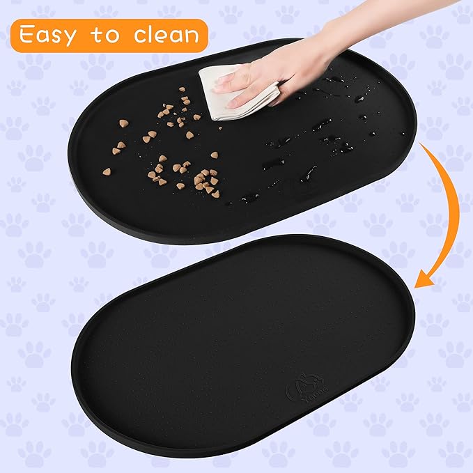 100% Waterproof 1.0" Raised Edge BPA Free Silicone Dog Food Mat, Pet Cat Feeding Mats Contain Spills Protects Floors, Placemats for Cats and Dogs Water Bowl Dishwasher XXL Large.