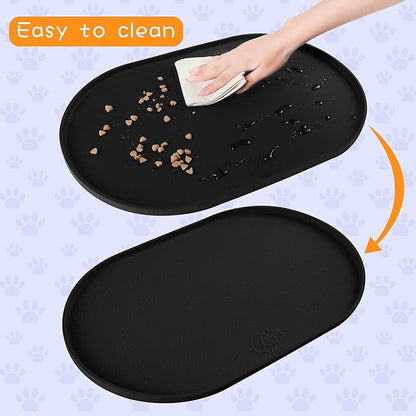 100% Waterproof 1.0" Raised Edge BPA Free Silicone Dog Food Mat, Pet Cat Feeding Mats Contain Spills Protects Floors, Placemats for Cats and Dogs Water Bowl Dishwasher XXL Large.