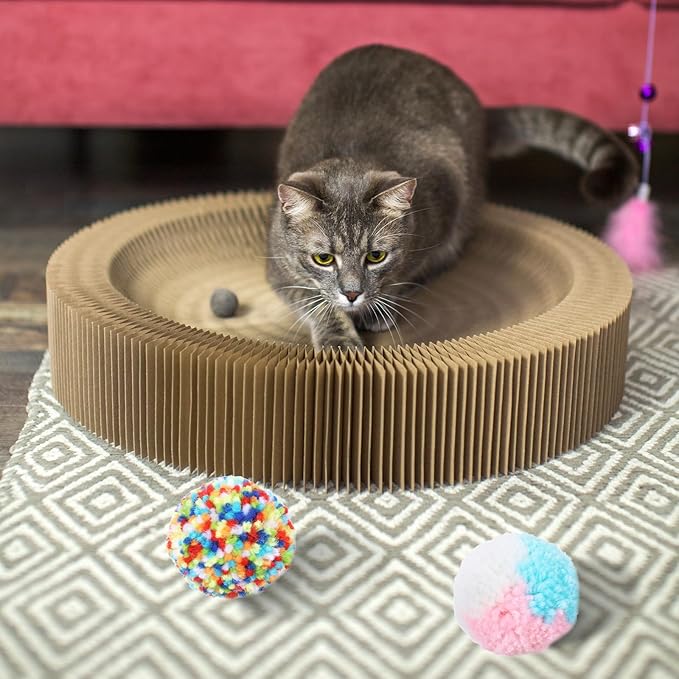 6 PCS Cat Pom Pom Balls, Cats Balls Toy Multicolor Cat Toys for Indoor Cats Kitty Yarn Puffs Small Plush Soft Ball Lightweight Interactive Indoor Kitten Chasing Toy