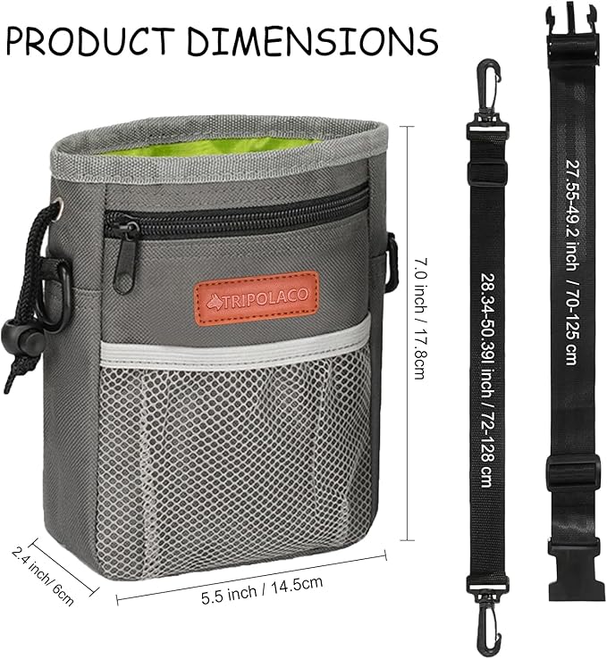 Dog Treat Pouch, Large Treat Pouches for Pet Training with Multiple Pockets, Built-in Poop Bag Dispenser & Phone Holder, 3 Wear Styles, Ideal Dog Treat Bag for Training & Walks