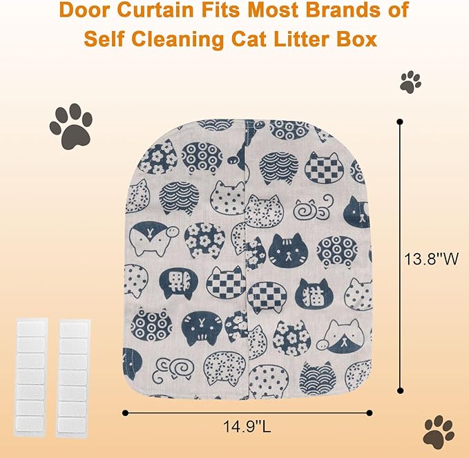 Cat Litter Box Curtain, Washable Litter Box Door Cover, Litter Box Curtain for Enclosed Self-Cleaning Boxs -White Square 14.9''L X 13.8''W （Curtain Only）