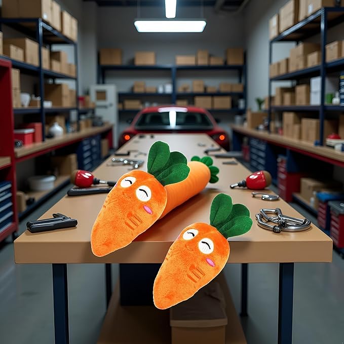 2Pcs Orange Soft Puppy Pet Supplies Cute Carrot Plush Chew Squeaker Sound Squeaky Toys for Dog Cat Birthday Xmas Pet Squeak Toy Gifts