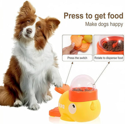 Duck Shaped Interactive Treat Dispenser for Cats and Dogs, Puzzle Slow Feeder Toy with Adjustable Food Outlets, Non Slip Pet Food Dispenser for Small Medium Pets (White)
