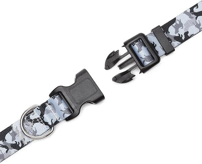 Mercano Adjustable Dog Collar - Special Design Patterns, Soft Nylon Comfortable Durable Pet Collar for Small Medium Large Dogs (XS, Dog Camouflage Grey)