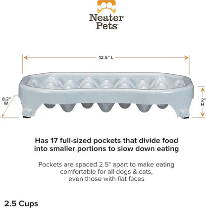 Neater Pet Brands Neater Slow Feeder Dog Bowls, Slows Down Fast Eaters to Help Digestion & Prevent Overeating, Non-Slip Food Bowl, BPA-Free, Holds 2.5 Cup of Food for Small to Medium Breed or Puppy