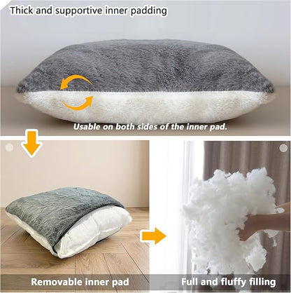 Cat Bed for Indoor Cats，Foldable cat cave，Anti-Slip & Water-Resistant Bottom，cat Houses for Indoor Cats or Small Dogs, Kitten Tent, Rabbit Bed，2 in 1 pet Bed (Dark Grey)
