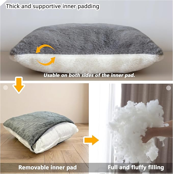 Cat Bed for Indoor Cats，Foldable cat cave，Anti-Slip & Water-Resistant Bottom，cat Houses for Indoor Cats or Small Dogs, Kitten Tent, Rabbit Bed (Dark Grey, L:(17.5"×16.9"×15.9"))