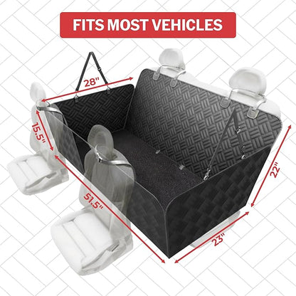 Hard Bottom Dog Car Seat Cover for Back Seat - PetSuite by Seat Cover Solutions- 300-lb Strength Pet Cover for Dogs with 40% Extra Space, Waterproof Nonslip Dog Hammock for Car Hard Bottom (SUV/Cars)