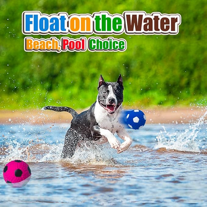 Squeaky Dog Toys for Medium Dogs 4pcs, 2.6 Inch Latex Squeak Dog Balls - Soft Bouncy Fetch & Chew Toys for Medium and Large Breeds Like Beagle, Border Collie, Samoyed, Husky, Labrador