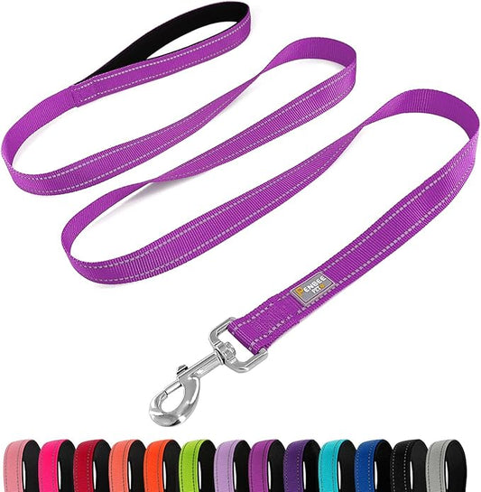 Reflective Dog Leash 6 FT Padded Handle Nylon Dogs Leashes for Medium Dogs Dark Magenta