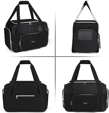BAGLHER Pet Travel Carrier, Cat Carriers Dog Carrier for Small Medium Cats Dogs Puppies, Airline Approved Small Dog Carrier Soft Sided, Collapsible Puppy Carrier. Black