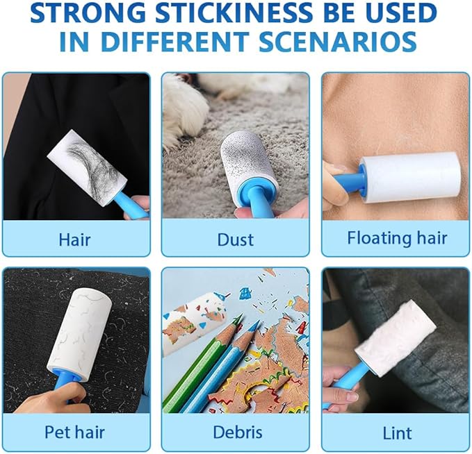 Mucilaginator Pet Hair Adhesive Roller，Removable Cleaning Tape Brush Paper Hair Replacement Roller, 600 Sheet Value Set Roller for Furniture, Clothing and More,Pet Lovers Dogs and Cats