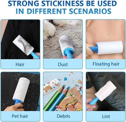 Mucilaginator Pet Hair Adhesive Roller，Removable Cleaning Tape Brush Paper Hair Replacement Roller, 600 Sheet Value Set Roller for Furniture, Clothing and More,Pet Lovers Dogs and Cats