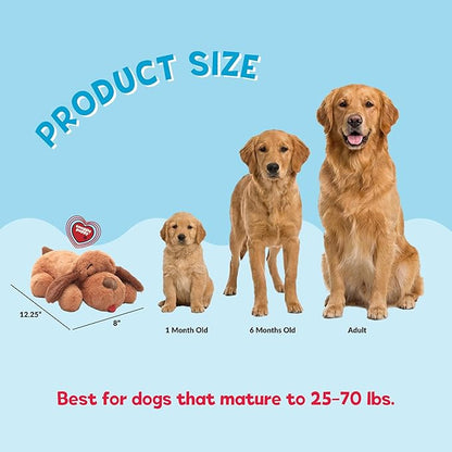 Snuggle Puppy Original Heartbeat Puppy Toy with Real-Feel Pulse & Heat Pack, Plush Dog Comfort Toy for Crate Training, First Nights & New Puppy Transition - Biscuit