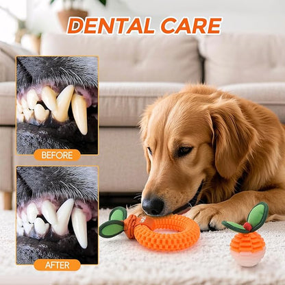 2-Pack Dog Teeth Cleaning Toys, Durable TPU Bite and Brush Dog Toys for Small and Medium Dogs, Dental Puppy Teething Toys