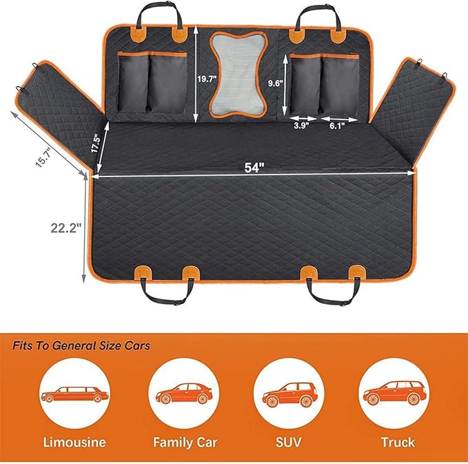 Dog Car Seat Cover for Infiniti G25X Q70h QX4 Qx60 G20, Pet Cover for Dogs Car Protector Seat Waterproof Scratch Proof Nonslip Dog Hammock with Mesh Visual Window & Pockets