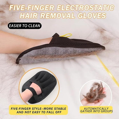 Pet Hair Remover, Electrostatic Pet Hair Removal Gloves, Reusable Cat & Dog Hair Removal Tool, 2025 Upgraded Pet Grooming Gloves for Couch, Furniture, Carpet（1 Large +1 Small）