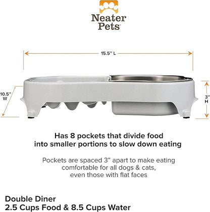 Neater Pet Brands Neater Slow Feeder Dog Bowls, Slows Down Fast Eating to Prevent Vomiting, Overeating, & Bloat, Dog Slow Feeder Bowl with Wide, Non-Slip Base, Holds 2.5 Cups Food and 8.5 Cups Water