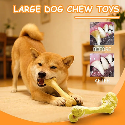 KIMOO Nylon Dog Chew Bone for Long Lasting, Durable Dog Chew Toys for Aggressive Chewers Dogs Treats Bones with Beef Flavor for Small Dogs Up to 33 Ibs, 2 Pack