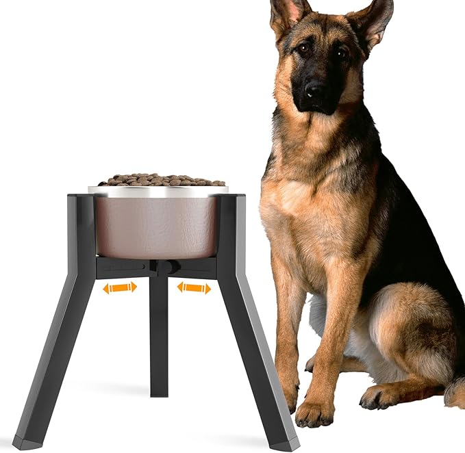 SHAINFUN Raised Dog Bowl Stand for Large Dogs 11" Height Adjustable Width 7-10.6" Single Tall Elevated Dog Bowls Stand, Food & Water Feeder Holder for Large Breeds (Bowl Not Included)