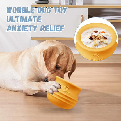 Treat Dispensing Dog Toy, Long-Lasting Interactive Puzzle Toys for Dogs, Stuffable Dog Enrichment Frozen Lick Treat Toy for Boredom, BPA Free Silicone Fetch Catch Chew Toy (Orange,L)