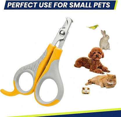 WePet Pet Nail Clippers U07.2, Professional Claw Trimmer, Scissor for Cats, Puppies, Kittens, Hamsters, Rabbits and Small Animals, Sharp, Safe, Small, Grey/Yellow