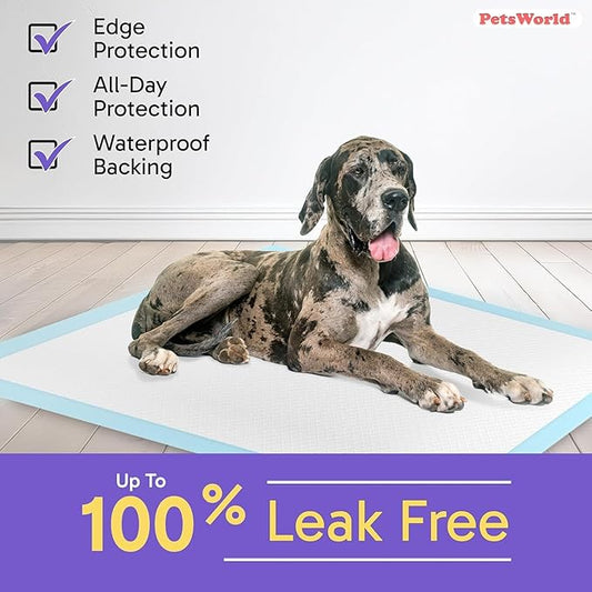 PETSWORLD Giant Dog Potty Pads, Odor-Eliminating, 36" x 36", Ultra Absorbent 5-Layer Leak-Proof Training Pads for Dogs & Cats (36x36, 600 Count)