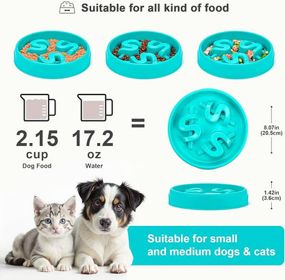 Slow Feeder Dog Bowls, Maze Dog Bowl Slow Feeder for Healthy Eating, Non-Slip Dog Food Bowl, Food-Grade Puppy Bowl, Slow Feeder Cat Bowl & Cat Food Bowl, Puzzle Dog Bowls for Small & Medium Pets