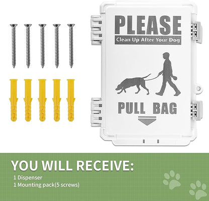 Dog Poop Bag Dispenser, Waterproof Outdoor Dog Bag Dispenser Holds Up to 8 Rolls of Waste bags, Outdoor Wall, Stake, Pole, Fence Mounted (only dispenser)
