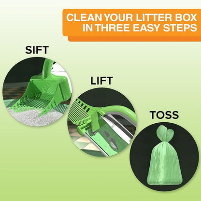 Neater Pet Brands Neater Scooper XL Cat Litter Scoop, 60 Refill Bags – Extra-Large Capacity Mess-Free Cat Litter Scooper with Bag for Large & Multiple Cats, Spill-Proof Litter Box Scooper with Holder