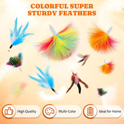 Pawtners 10-Pack Bottom Ambush Feather Replacements for 4 in 1 Automatic Interactive Cat Toy for Indoor Cats Rechargeable Interactive Kitten Toys