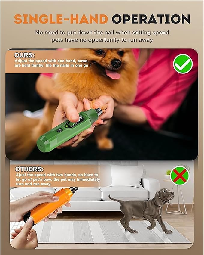 Silent Groom Pro,7-Speed Pet Nail Grinder with Light,Single-Handed Operation,for Small Medium Large Dogs & Cats
