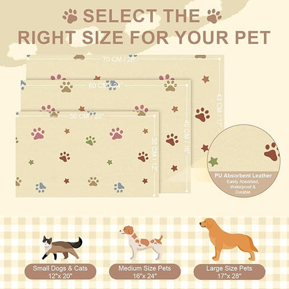 Pet Feeding Mat 12"x20"- Absorbent Dog Mat, Small Pet Food Mat, Rubber Pet Food Mat, Pet Food Mats for Floor Waterproof, Dog Water Matt for Sloppy Drinker, Cat Food Bowl Mat, Beige