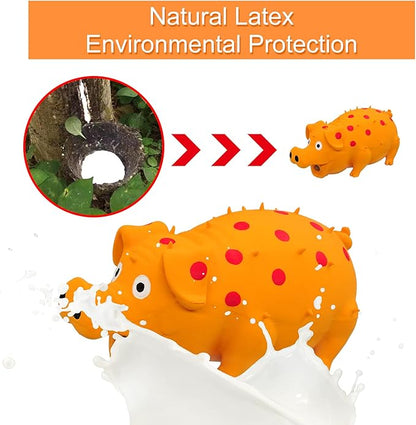 Andiker Dog Squeaky Toy, Dots Latex Dogs Chew Toys with a Oinks Sound Squeaker Grunting Pig Dog Toy Sturdy Self Play 8" Dogs Squeeze Toy for Dental Biting Chasing to Kill Boring Time (Orange)