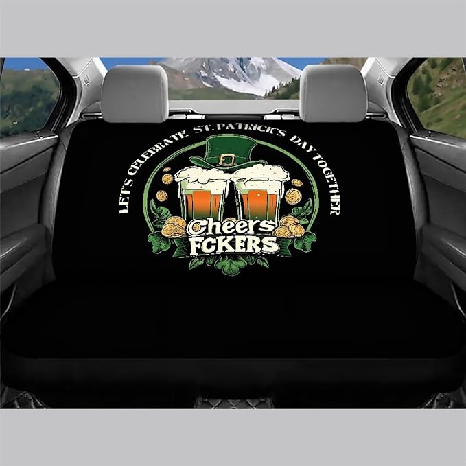 AFPANQZ Saint Patrick Car Seat Cover for Rear Bench Seats Polyester Fabric Protects Against Dirt Pet Fur Dog Hair, Easy to Install with Universal Fit for Cars Trucks and SUV