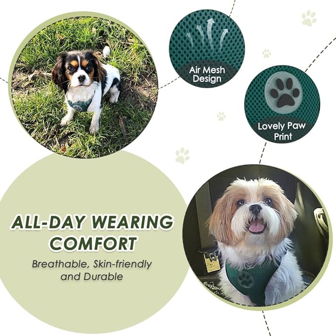 Lukovee Dog Seat Belt for Car, Adjustable Dog Car Harness for Large Medium Small Dogs, Soft Padded & Breathable Mesh Dog Seatbelt with Car Strap and Carabiner (Green,M)